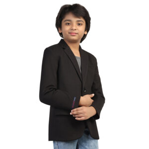 Boy wearing black formal blazer